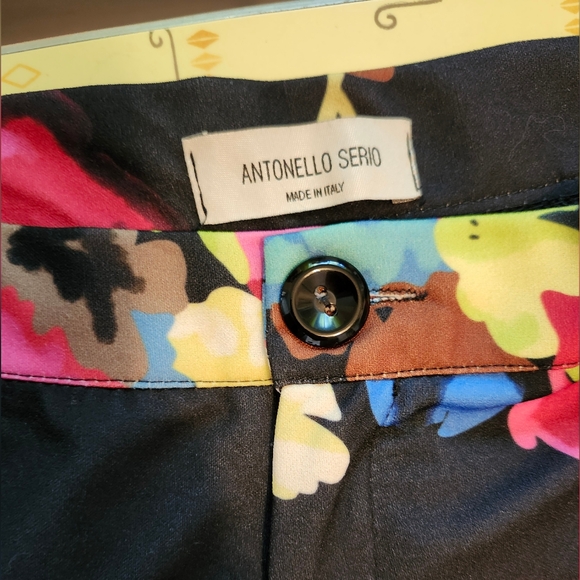 Antonello Serio Floral Wide Leg Pants Made in Italy - Picture 8 of 9